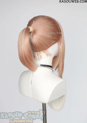 S-3 / SP20 peach pink ponytail base wig with long bangs.