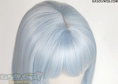 Genshin Impact Mualani light blue ombre 100cm long braided bob wig with ponytail