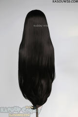 L-4 KA031A 100cm/39.5" long straight versatile Natural Black wig