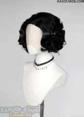 Lace Front>> RE Village Lady Dimitrescu black side-parted curly wig