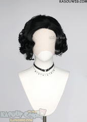 Lace Front>> RE Village Lady Dimitrescu black side-parted curly wig