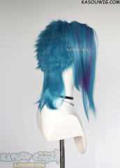 Arcane S2 Jinx short blue wig with purple streaks