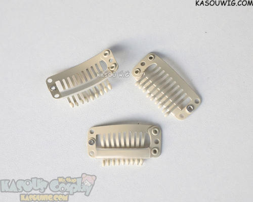 3pcs Snap clips black tan yellow . Hair Extension Clips .
