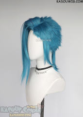 Arcane S2 Jinx short blue wig with purple streaks