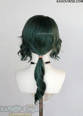League of Legends Hwei 55cm curly green ponytail wig with yellow highlights