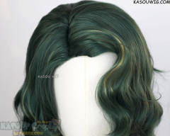 League of Legends Hwei 55cm curly green ponytail wig with yellow highlights