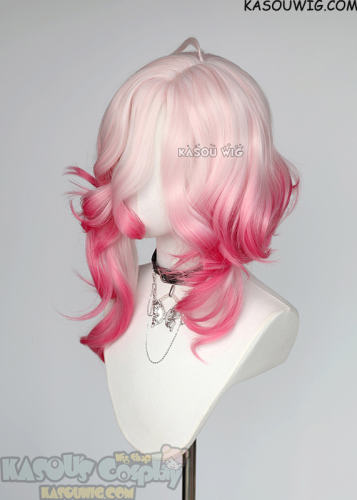 League of Legends Briar asymmetry medium curly white pink wig