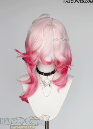 League of Legends Briar asymmetry medium curly white pink wig