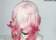 League of Legends Briar asymmetry medium curly white pink wig