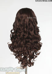 Lace Front>> Bistre Brown 75cm long middle parting curly wig LFL-1/KA028