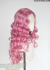 Lace Front>>Baby Pink 75cm long middle parting curly wig LFL-1/KA034