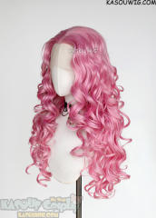 Lace Front>>Baby Pink 75cm long middle parting curly wig LFL-1/KA034