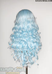Lace Front>> Light Cyan 75cm long middle parting curly wig LFL-1/KA045