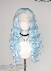 Lace Front>> Light Cyan 75cm long middle parting curly wig LFL-1/KA045