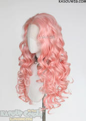 Lace Front>> Pastel Pink 75cm long middle parting curly wig LFL-1/SP12