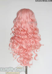 Lace Front>> Pastel Pink 75cm long middle parting curly wig LFL-1/SP12