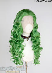 Lace Front>> Light Green 75cm long middle parting curly wig LFL-1/KA060