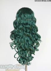 Lace Front>> Dark Olive Green 75cm long middle parting curly wig LFL-1/KA065