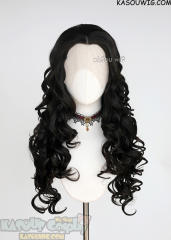 Lace Front>> Natural Black 75cm long middle parting curly wig LFL-1/KA031A