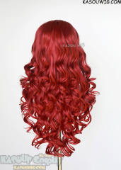 Lace Front>> Apple Red 75cm long middle parting curly wig LFL-1/KA042