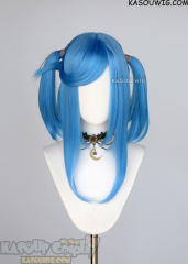 M-2 / KA048 ┇ 50CM / 19.7" Dodger Blue pigtails base wig with long bangs.