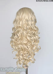 Lace Front>> Light Cream Blonde 75cm long middle parting curly wig LFL-1/SP17
