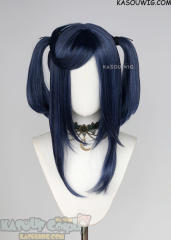 M-2 / KA051 ┇ 50CM / 19.7" navy blue pigtails base wig with long bangs.