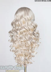 Lace Front>> Pearl White 75cm long middle parting curly wig LFL-1/SP05