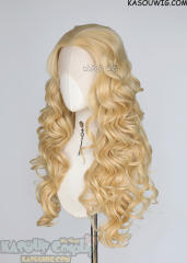 Lace Front>> Yellow Blonde 75cm long middle parting curly wig LFL-1/KA008