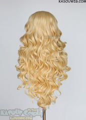Lace Front>> Yellow Blonde 75cm long middle parting curly wig LFL-1/KA008