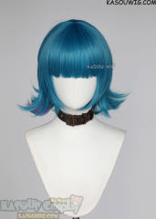 Arcane S2 Jinx short flippy blue wig with pink streaks