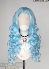 Lace Front>> Light Blue 75cm long middle parting curly wig LFL-1/KA046