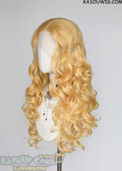 Lace Front>> Pastel Yellow 75cm long middle parting curly wig LFL-1/SP01