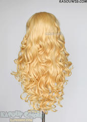 Lace Front>> Pastel Yellow 75cm long middle parting curly wig LFL-1/SP01