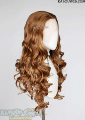 Lace Front>> Caramel Brown 75cm long middle parting curly wig LFL-1/KA023