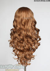 Lace Front>> Caramel Brown 75cm long middle parting curly wig LFL-1/KA023