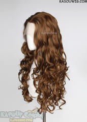Lace Front>> Light Brown 75cm long middle parting curly wig LFL-1/KA024
