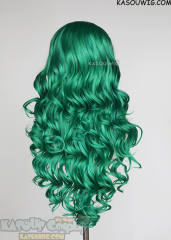 Lace Front>> Emerald Green 75cm long middle parting curly wig LFL-1/KA062
