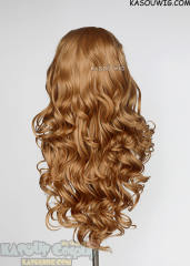 Lace Front>> Dark Ginger Orange 75cm long middle parting curly wig LFL-1/KA018