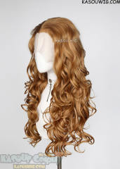 Lace Front>> Dark Ginger Orange 75cm long middle parting curly wig LFL-1/KA018