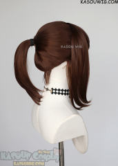 S-3 / KA027 Coffee Brown ponytail base wig with long bangs.