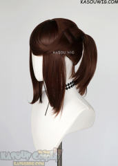 S-3 / KA027 Coffee Brown ponytail base wig with long bangs.