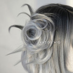 Round spiky buns with clip ombre colors. medium size