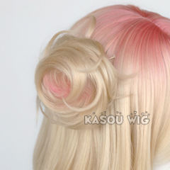 Round spiky buns with clip ombre colors. medium size