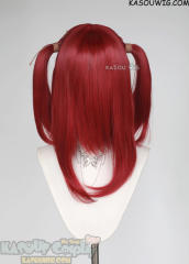 M-2/ SP28 ┇ 50CM / 19.7" crimson red pigtails base wig with long bangs.
