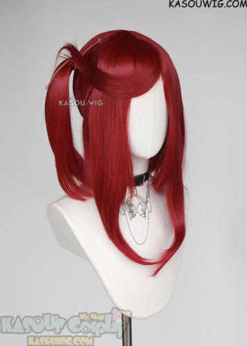 M-2/ SP28 ┇ 50CM / 19.7" crimson red pigtails base wig with long bangs.