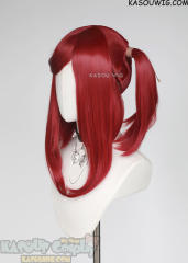 M-2/ SP28 ┇ 50CM / 19.7" crimson red pigtails base wig with long bangs.