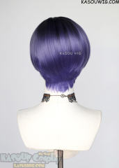 Tekken Reina Mishima short side parted black rooted purple bob wig
