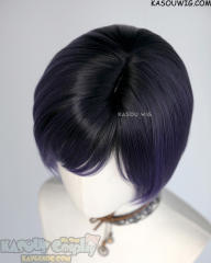 Tekken Reina Mishima short side parted black rooted purple bob wig