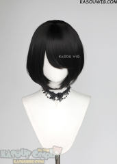 S-6 KA031A Natural Black short bob wig with long bangs